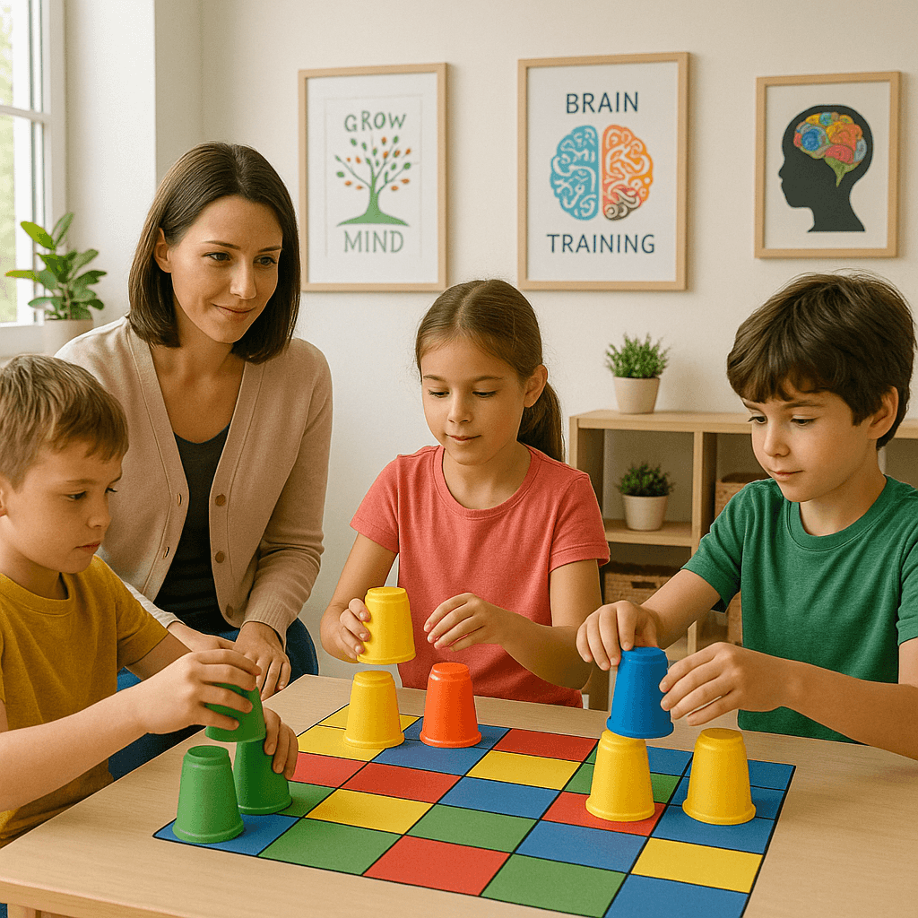 A képen a Homloklebeny tréning látható, amely a foglalkozások során használt eszközöket és módszereket reprezentálja.